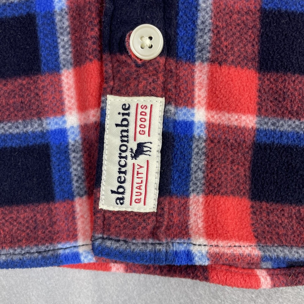 Abercrombie‎ Kids Flannel Shirt Size 13/14 Red Blue Plaid Long Sleeve - Picture 4 of 10